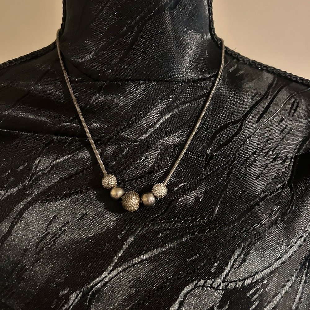 Elegant Silver Beaded Necklace